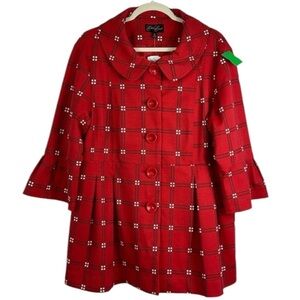 NWT Eden Court fit/flare bell sleeve rounded collar button down coat Sz XL